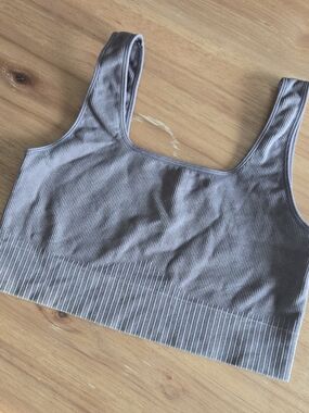 target ribbed longline lounge bra | size large | neutral minimal athleisure